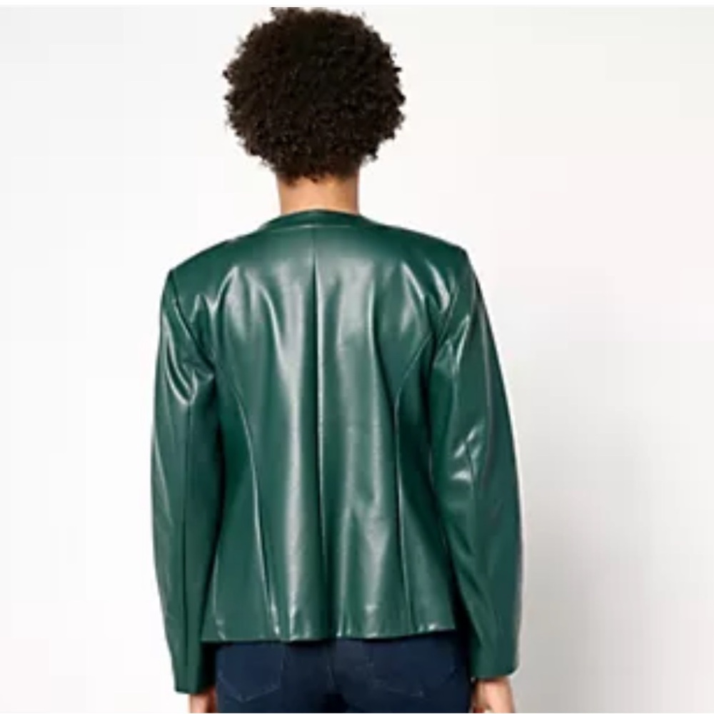 NWT GRAVER Susan Graver Faux Leather Long Sleeve Jacket (size 14 - Picture 4 of 8